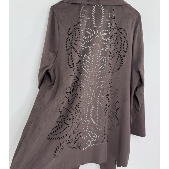 Soft Surroundings Plus Size Faux Suede Jacket Cutout Jacket 3x Western Boho - Picture 8 of 11